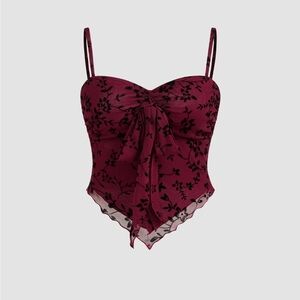 Cider Burgundy Floral Crop Top